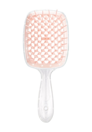 Hangfox Saç Şekillendirme Ve Masajlı Işık Pembe Şeffaf Saplı Anti-statiki Izgara Tüp Tasarım Comb - Abs+tpu, Nemli/kuru Saçlar İçin, Saç Bakımı Ürünlerini Dağıtır