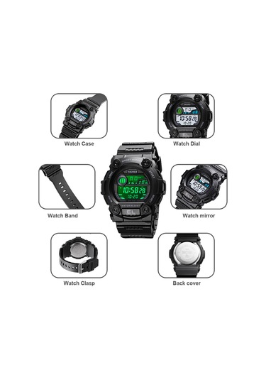 Xindoker Skmeı 1635 Kısa Beden Mavi Kamuflaj Çocuk Spor Saati - Saat, Hafta, Tarih, Alarm, Işıklandırma Ve 5atm Su Geçirmezlik Çok Renkli