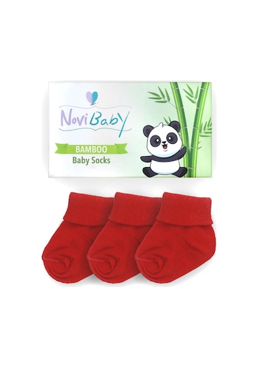Novibaby 3'lü Bambu Yenidoğan Bebek Çorabı I Rudy I 0-6 ay "Karışık Renkli"