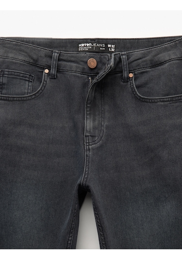 Koton Pamuklu Normal Bel Slim Fit Jean Pantolon - Brad Jean İndigo Stone 6wam40003nd İndigo - Taş