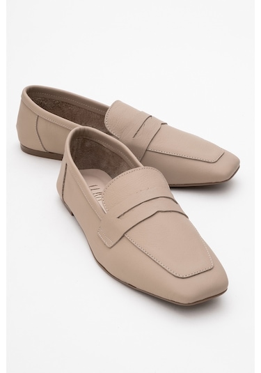 Luvishoes Luvi Shoes Morne Bej Cilt Hakiki Deri Kadın Loafer Ayakkabı BEJ CILT Bej
