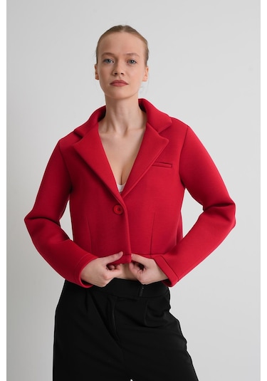 Alexander Gardi Alexandergardı Astarsız Crop Blazer Ceket Kırmızı
