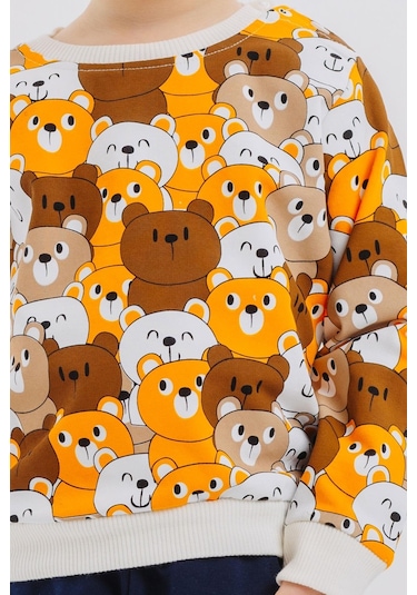 Breeze Erkek Bebek Eşofman Takım Sevimli Ayıcıklar Desenli 9 Ay - 3 Yaş Karışık Renk Çok Renkli