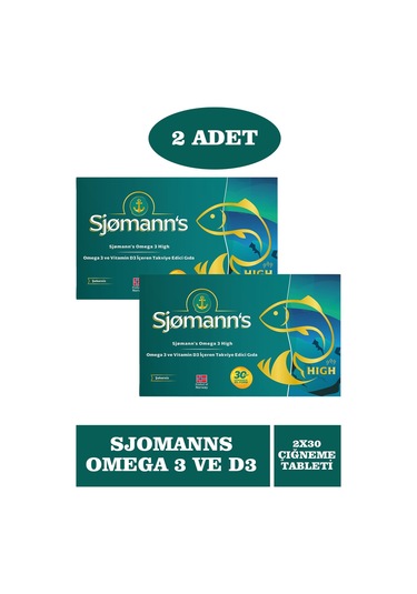 Sjomann's Omega 3 High Takviye Edici Gıda 2 x 30 Çiğnenebilir Jel Tablet
