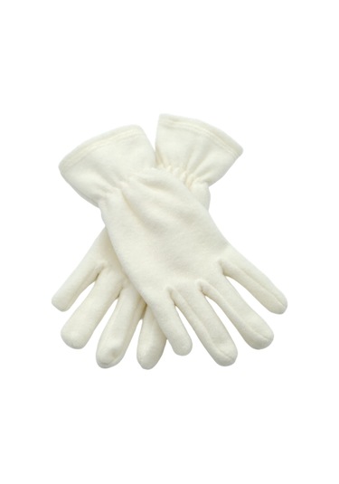 Kadın Kışlık Ekru Termal Polar Eldiven - Polar Bere 2'li Set Ekru