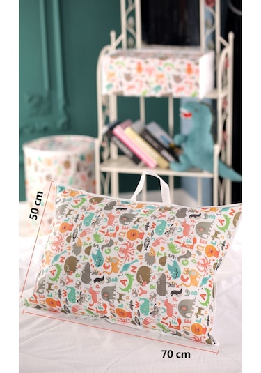 50x70 Cm Yastık & Kıyafet Organizer Çocuk Hurç Sevimli Hayvan Desenli Çok Renkli