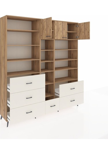 Hyperion Dolap 17 Raflı 6 Çekmeceli 3 Kapaklı 220x44x243 Çam-çam/aytaşı Atlas Çam/aytası