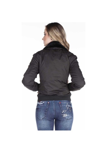 Wj141 Kadın Çıkarılabilir Kürt Yakalı Mont Black Siyah