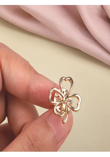 Olfil Broş-mini Yonca Işıl Işıl Minimalist Tarz 191651060 Altın Rengi