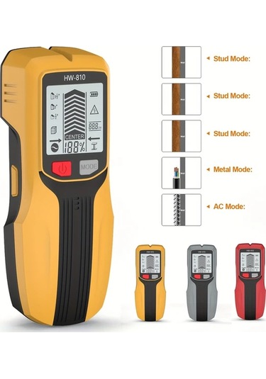 Xuweiwei Gri Çok Fonksiyonlu El Tipi Duvar Metal Dedektörü Çivi Bulucu Ahşap Algılama Canlı Kablo Derinlik Ölçüm Ac Modu Pil Güçlü