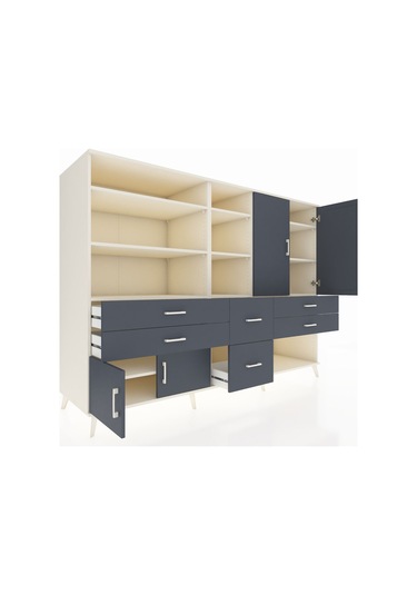 Kronos Dolap 10 Raflı 6 Çekmeceli 4 Kapaklı 220x59x163 Aytaşı-ant Aytaşı-antrasit