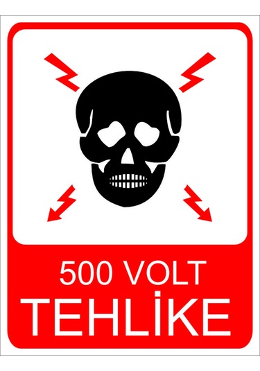 500 Volt Tehlike Uyarı Levhası 20x30 Cm Forex