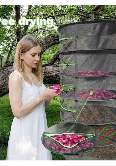 Tineke 4 Katlı Meyve Sebze Kurutma Filesi Katlanabilir Siyah