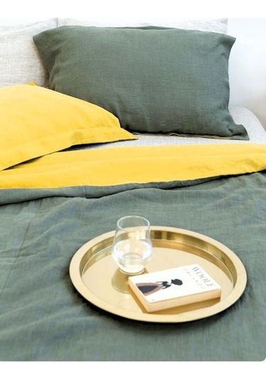 Oksit Sarı-yeşil % 100%100 Pamuklu Yıkamalı Vintage Çift Kişilik Nevresim Takımı, 200 X 220 Çok Renkli