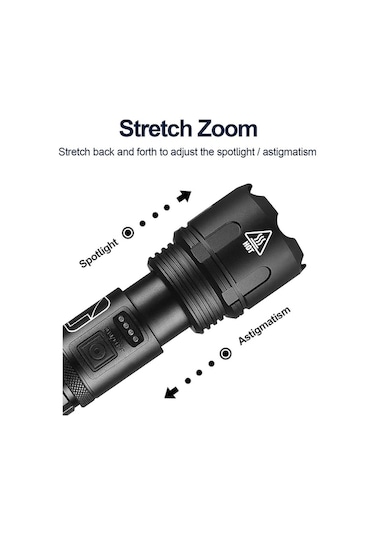 Novahub Güçlü Xhp50 Torch Led El Feneri, N11.758 Siyah Siyah