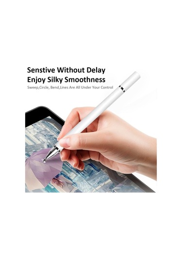 Jms  Parmak İzi Önleyici  Tablet İçin Çift Ekranlı Dokunmatik Kapasitif Çizim Kalemi Stylus Siyah