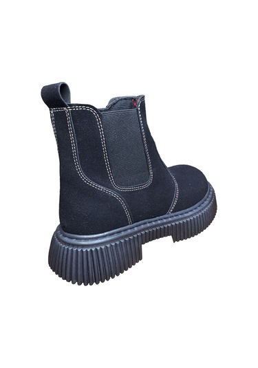 Ortopedikal 1087 Filet Unisex Erkek Ve Kız Çocuk Bot Siyah Süet Yanı Lastikli Ve Fermuarlı Anatomik Siyah