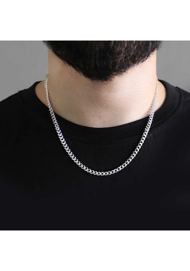 925 Ayar Gümüş 50 Cm 120 Mikron Gurmet Erkek Zincir Kolye (291698863)