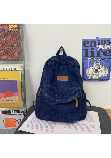 Ganzhoushop Üniversite The Sırt Sırt Seyahat Retro Okul Okul Matches Kot Kot Klasik Kızlar İmage İçin İçin Çantası,kadın Çantası Çantası Çantaları Pv Çok Renkli