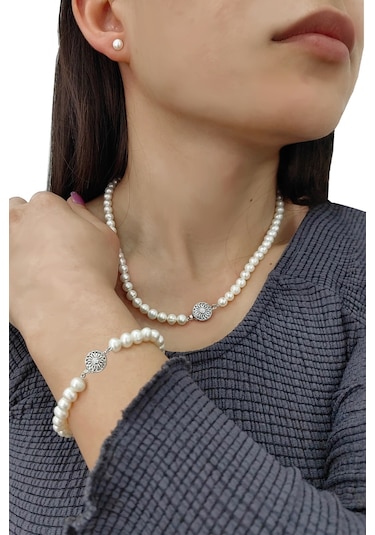 Chavin Doğal İnci Kolye Küpe Bileklik Özel Kutulu Set Ep95by