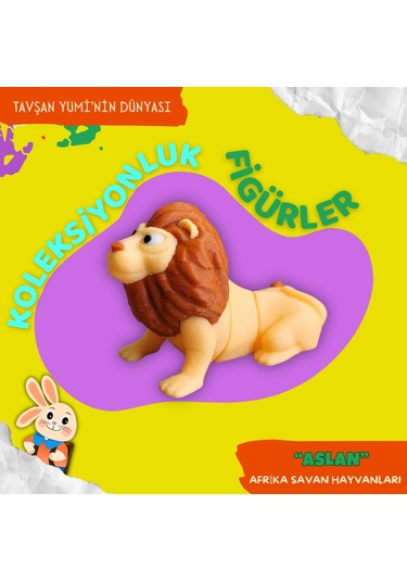 Tavşan Yumi Afrika Savan Hayvanları Koleksiyonu - 4 Parça 5-7 Cm Hareketli Oyuncaklar Ve Bilgilendirici Kartlat "