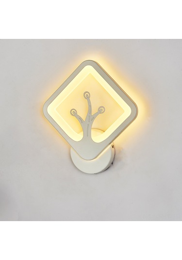 Hangfox 12w Led Duvar Lambası 3000k Sıcak Işık 85-265v Geniş Voltaj Akrilik Demir Beyaz Tip 3066 Sıcak Beyaz