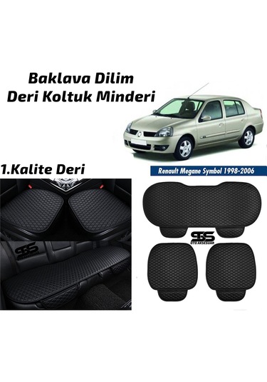 Renault Clio 2 1998-2006 Siyah Deri Oto Koltuk Minderleri