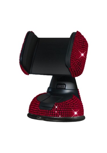 Telefon Desteği 360 Derece Döndürülebilir Süs Elmaslı Araba Gösterge Paneli Cep Telefonu Kırmızı