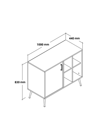 4110 Şile Metal Ayaklı Metal Kulplu 100 Cm Konsol - Tv Ünitesi - Yemek Odası Yunus - Safir Yunus - Safir