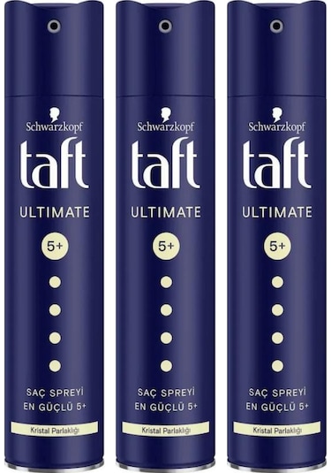 Schwarzkopf Taft Ultimate 5+ Kristal Parlaklığı Saç Spreyi 3 x 250 ML