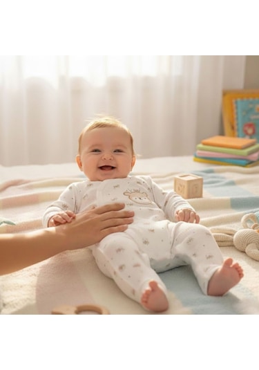 Sebi Bebe Kruvaze Geyikli Patiksiz Tulum 1143 Ekru