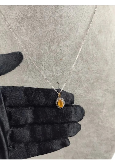 Kalsedon Elmas Kolye 240 Gümüş
