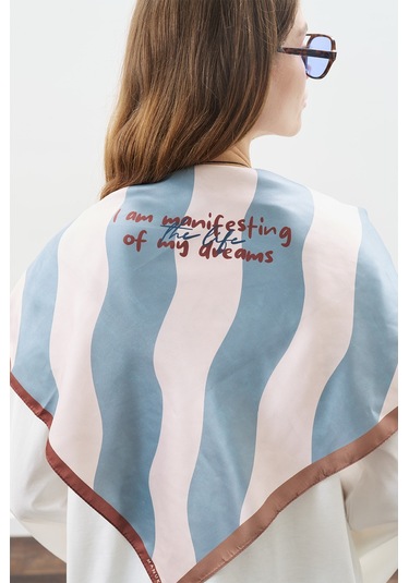 Desenli Orta Boy Saten Fular Dream Dream