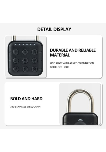Yaozixa Sy13 Model Siyah Akıllı Kilit - 6 Haneli Şifre Kilidi, Cr2032 Pil İle Çalışır Pil Dahil , Ip67 Su Geçirmez, Çinko Alaşımlı Gövde