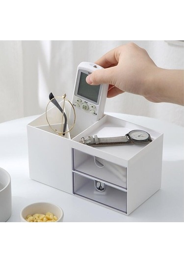 Unimarket Nordic Stil Çok Fonksiyonlu Plastik Kalem Tutucu Masası Organizatör Kozmetik Saklama Kutusu Masaüstü Çekmece Depolama Sundries Organizatör Saklama Kutuları Ve Bidon M3y88l