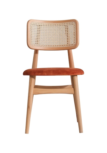 Helios Hazeranlı Ahşap Bohem Sandalye Turuncu