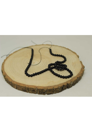 Shungite (Şungit) Taşı Yarım Dizi 4 MM 18 CM Gümüş
