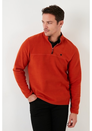 Buratti Slim Fit Anti-Pilling Tüylenme Yapmayan Bato Yaka Kışlık Şardonlu Erkek Polar 5906001 Orange