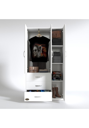 Kenzlife gardırop 3 kapılı 3 çekmeceli civanperçemi 180*120*52 by