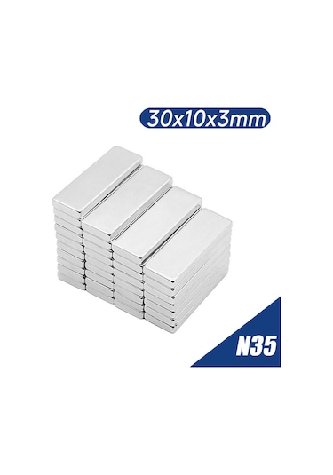 Köşeli Neodyum Mıknatıs Dikdörtgen 30X10X3 Mm - 5 Adet