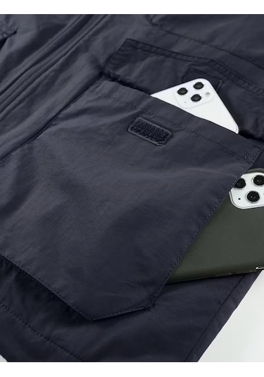 Snapbuy Kışlık Çift Taraflı, Çok Cepli, Bol Kesimli, Kalın Peluşlu Erkek Yeleği Lacivert