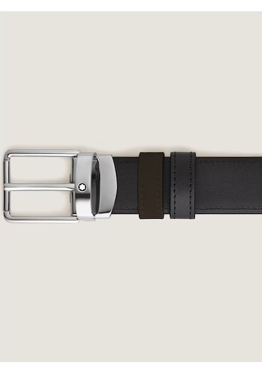 Montblanc Everyday Kahverengi - Siyah 30 Mm Çift Taraflı Deri Kem