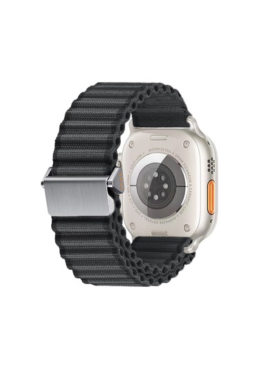 Ekılıf - İos Watch 10 46mm Uyumlu - Kordon Naylon Kumaş Hasır Örgülü Kordon Krd-123 - Beyaz