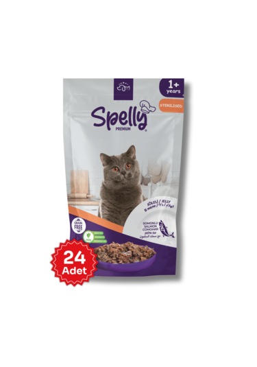 Spelly Premium Somonlu Kısırlaştırılmış Yetişkin Kedi Konservesi 24 x 85  G