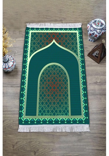 Dijital Baskı Kaymaz Tabanlı Yıkanabilir Püsküllü Seccade Scd0002 Renkli