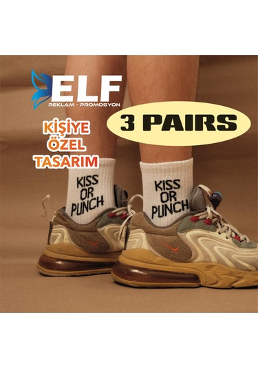 Kişiye Özel Çorap Baskılı Çorap Beyaz