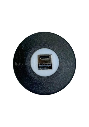 Usb Type C Girişi İkili İphone Şarj Cihazı 2.4ah Siyah Kasa - Led Işık-429