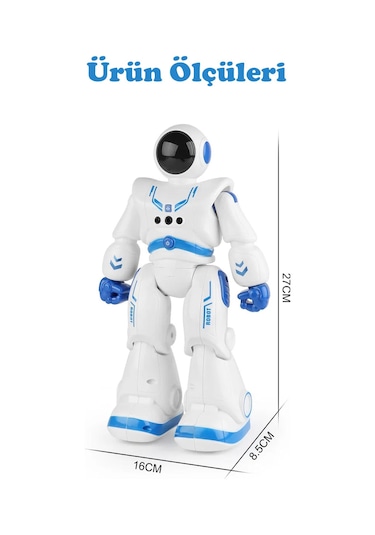 Uzaktan Kumandalı Şarjlı Hareket Sensörlü Çok Fonksiyonlu Işıklı Sesli Akıllı Robot Oyuncak Robot
