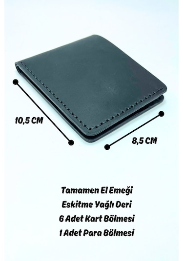 El Yapımı Hakiki Deri Premium Cüzdan Siyah Geniş Model Siyah