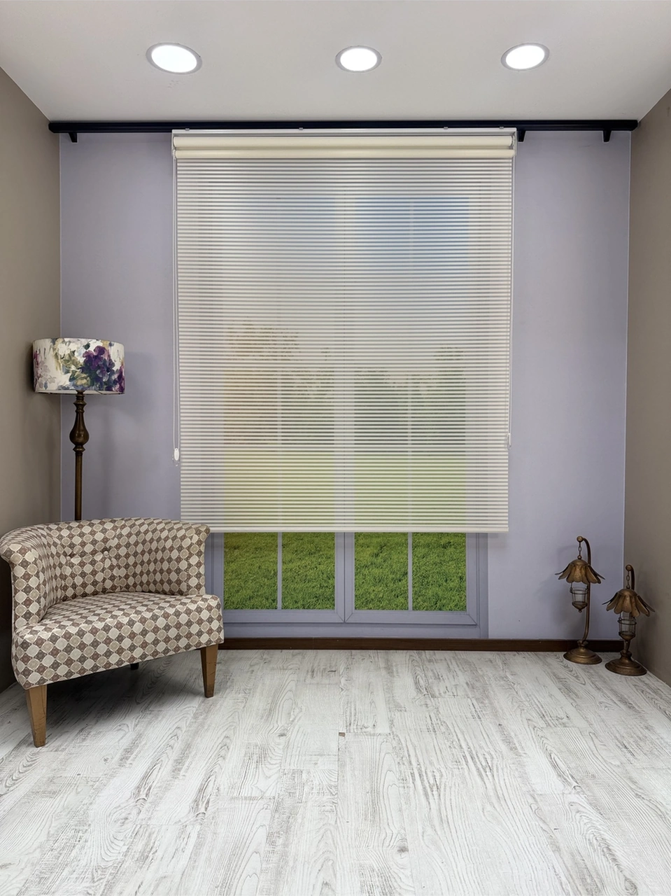 Luna Serisi Ekru Tül Ekru Stor Perde Işık Kontrollü, Çift Mekanizmalı, Kolay Montaj Ekru